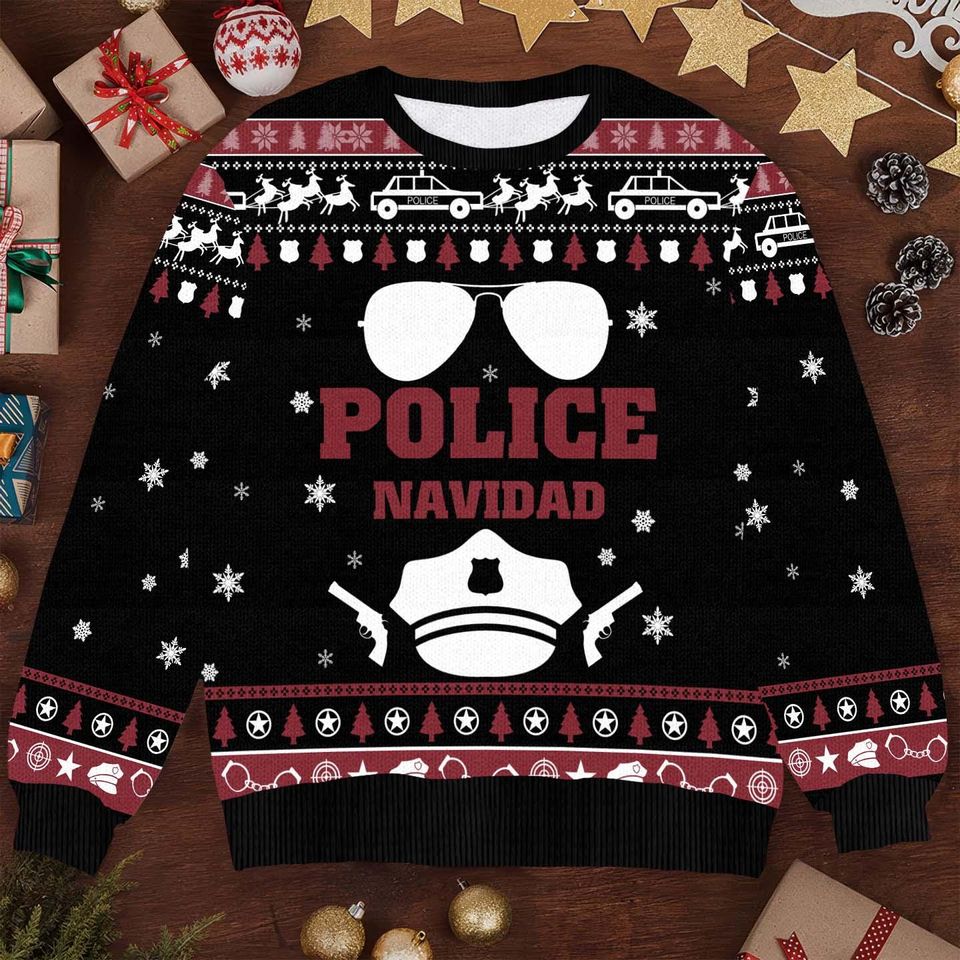 Police Navidad Ugly Christmas Sweater - Funny Law Enforcement Holiday