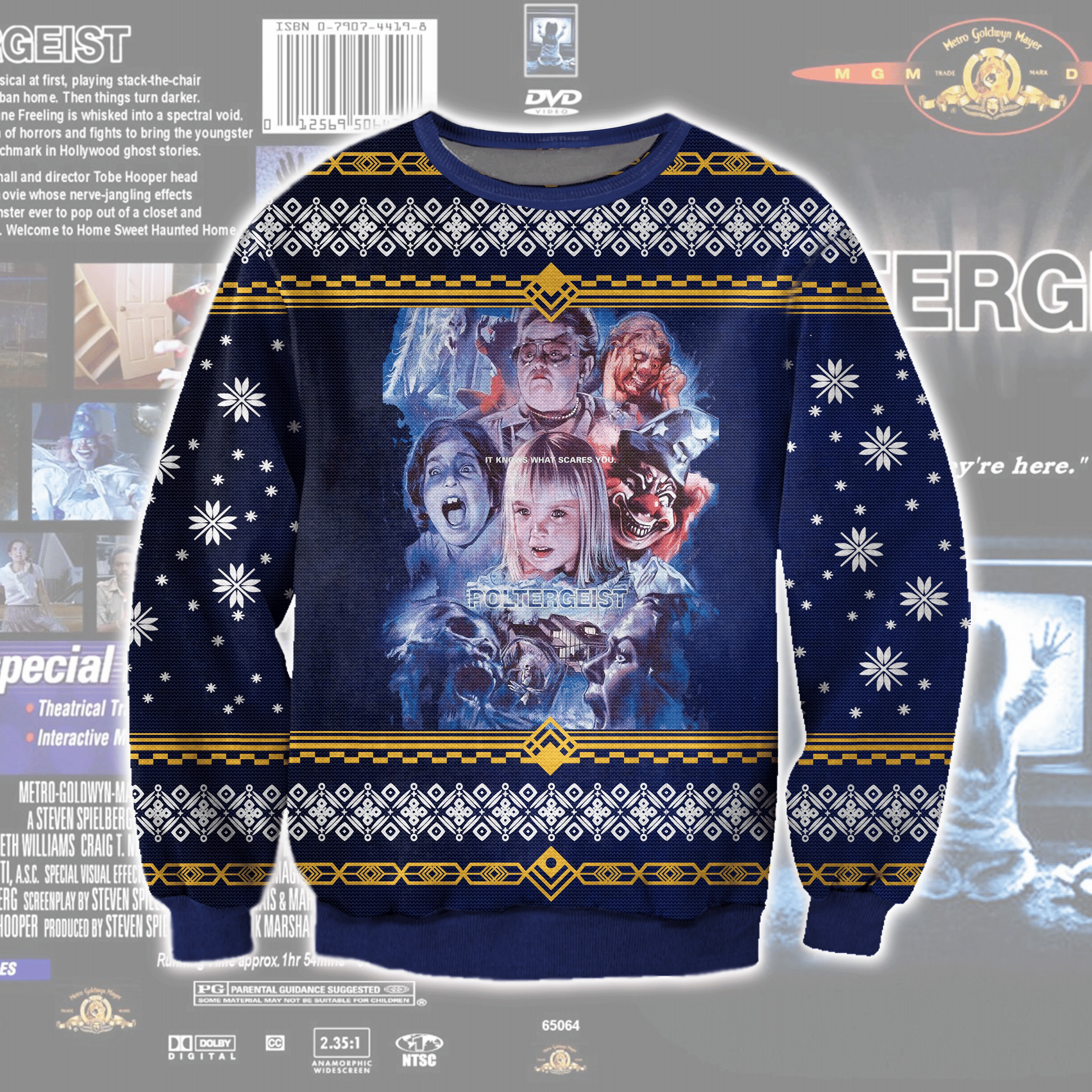 Poltergeist It Knows What Scares You Ugly Christmas Sweater Adult 3D Funny Matching for family
