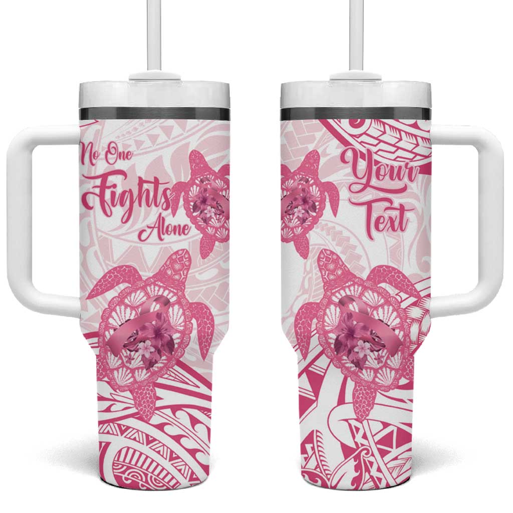 Polynesia Breast Cancer Awareness No One Fights Alone Turtle Ribbon White Custom Stanley Cup 40 oz 30 oz Tumbler With HandleTVC2301346