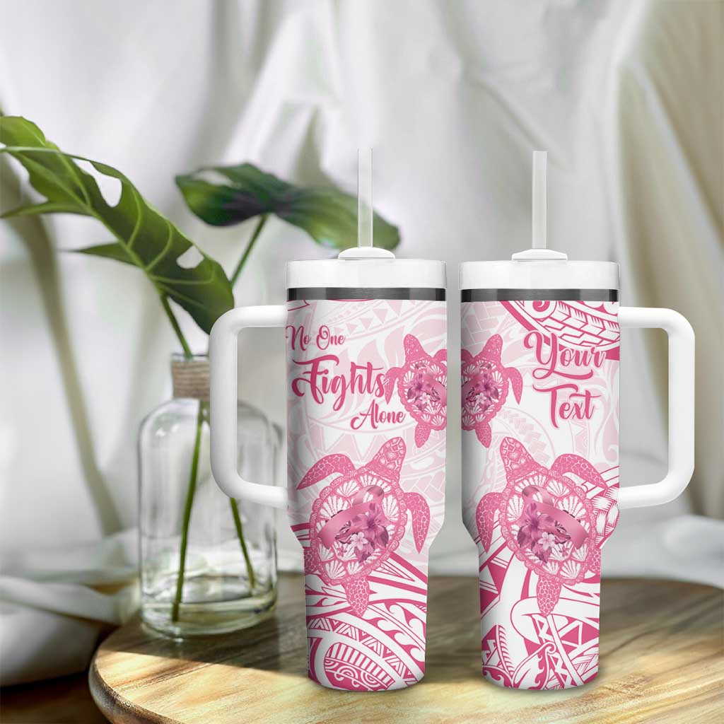Polynesia Breast Cancer Awareness No One Fights Alone Turtle Ribbon White Custom Stanley Cup 40 oz 30 oz Tumbler With HandleTVC2301346 - Image 9