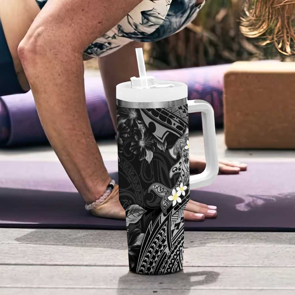Polynesia Hammerhead Shark Tropical Flowers Tribal Black Custom Stanley Cup 40 oz 30 oz Tumbler With HandleTVC2301363 - Image 6