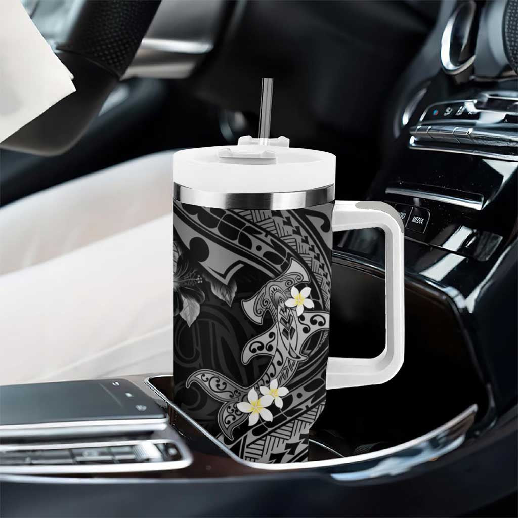 Polynesia Hammerhead Shark Tropical Flowers Tribal Black Custom Stanley Cup 40 oz 30 oz Tumbler With HandleTVC2301363 - Image 8