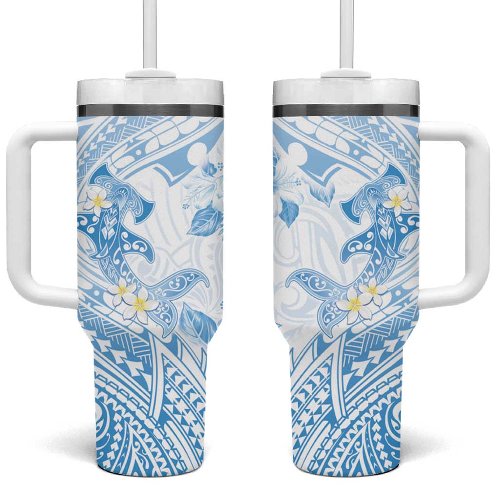 Polynesia Hammerhead Shark Tropical Flowers Tribal Blue Custom Stanley Cup 40 oz 30 oz Tumbler With HandleTVC2301377