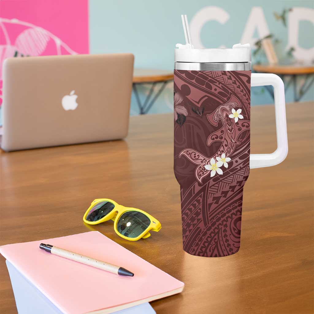Polynesia Hammerhead Shark Tropical Flowers Tribal Oxblood Custom Stanley Cup 40 oz 30 oz Tumbler With HandleTVC2301363 - Image 5
