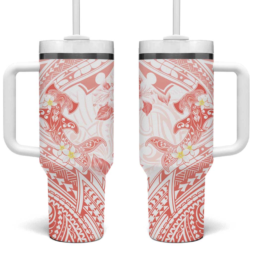 Polynesia Hammerhead Shark Tropical Flowers Tribal Peach Custom Stanley Cup 40 oz 30 oz Tumbler With HandleTVC2301356