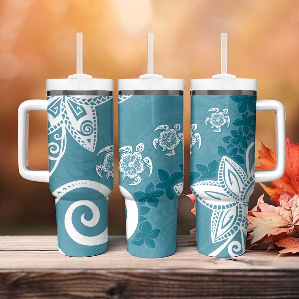 Polynesia Hippie Blue Tribal Turtle Floral Custom Stanley Cup 40 oz 30 oz Tumbler With HandleTVC2301390 - Image 4
