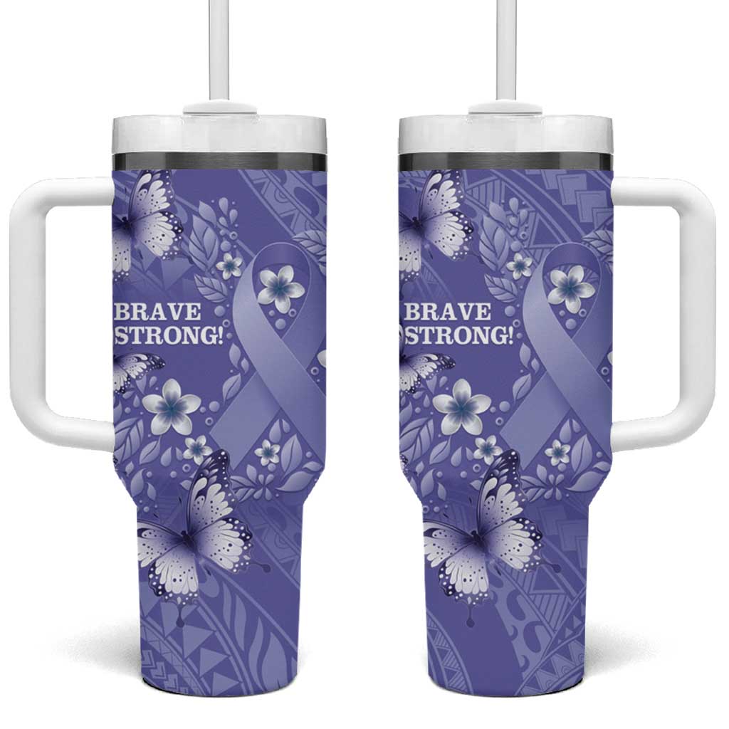 Polynesia Stomach Cancer Awareness Periwinkle Ribbon Brave Strong! Custom Stanley Cup 40 oz 30 oz Tumbler With HandleTVC2301378