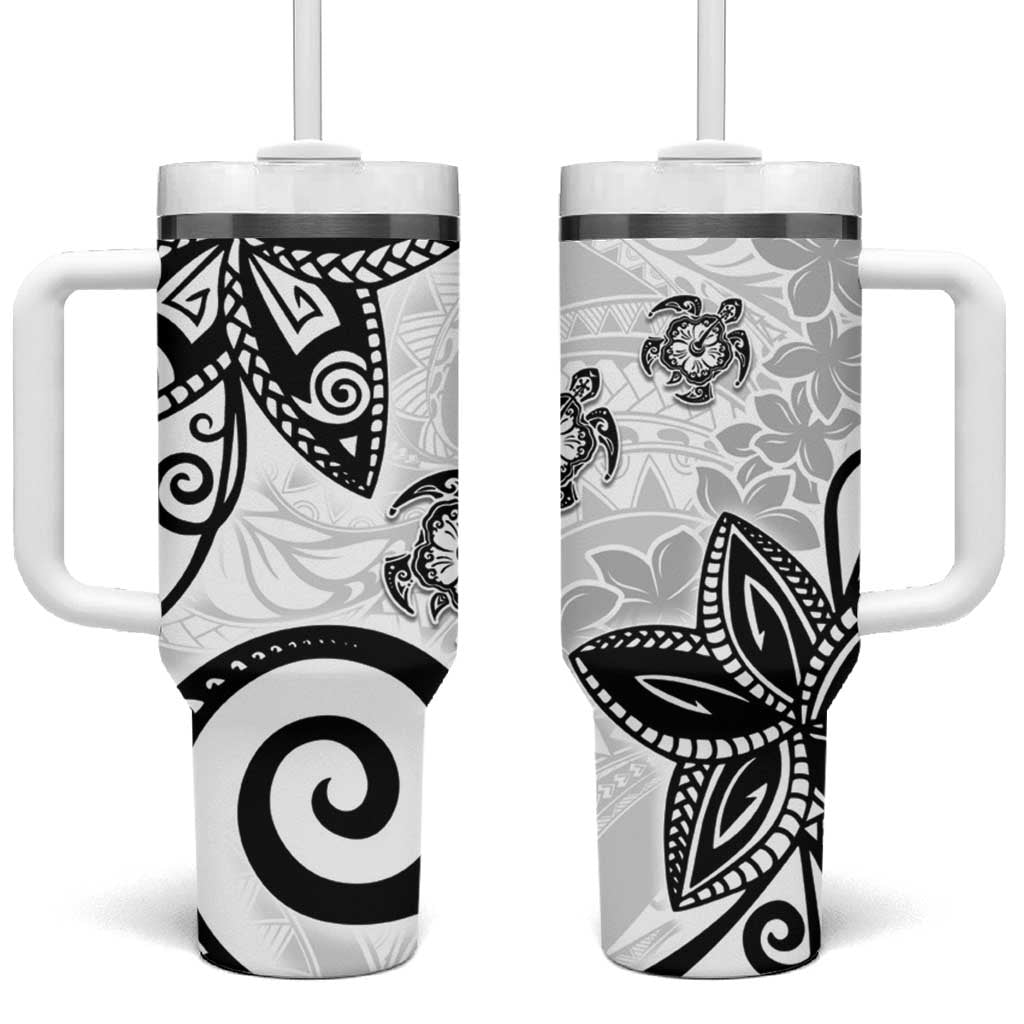 Polynesia White Tribal Turtle Floral Custom Stanley Cup 40 oz 30 oz Tumbler With HandleTVC2301388
