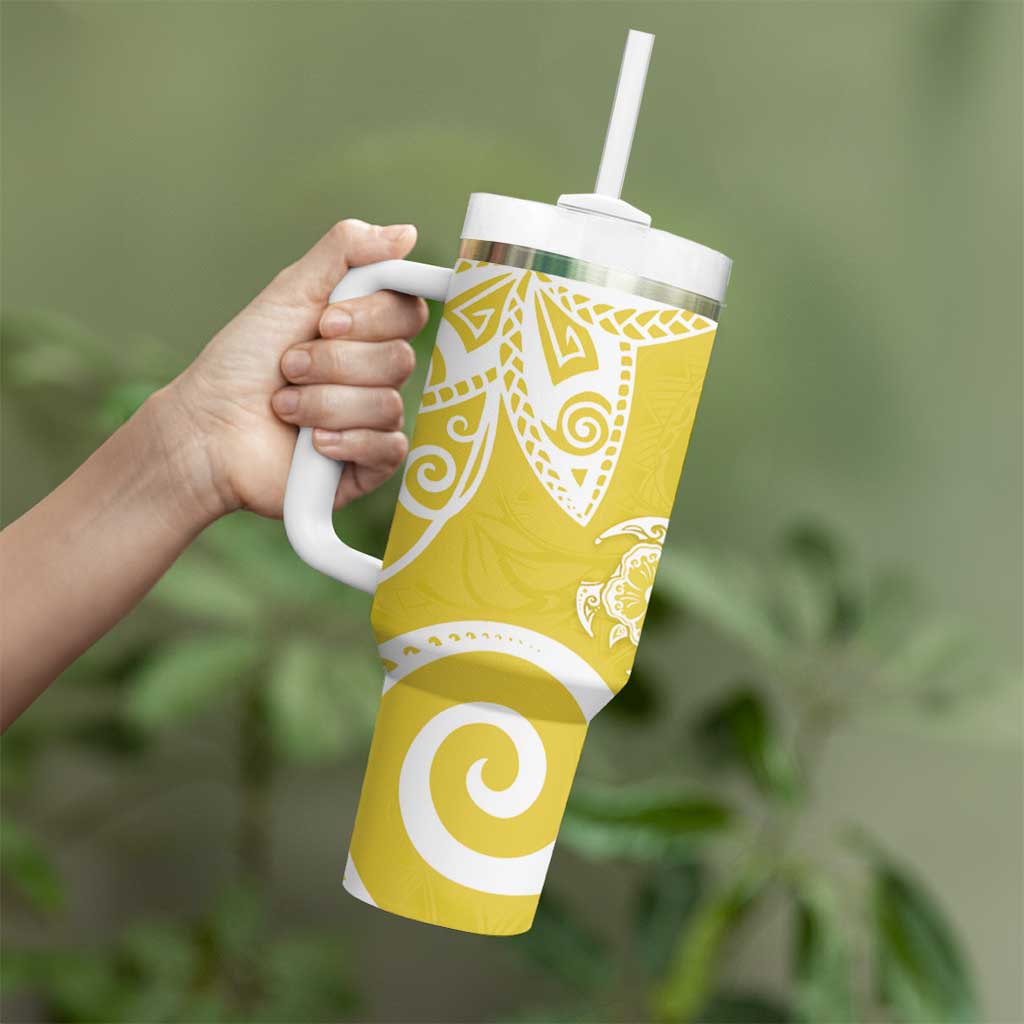 Polynesia Yellow Tribal Turtle Floral Custom Stanley Cup 40 oz 30 oz Tumbler With HandleTVC2301399 - Image 3