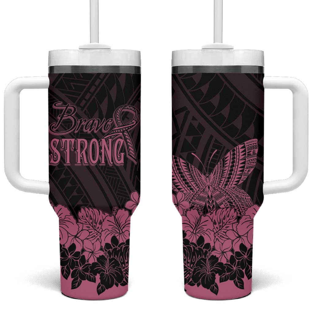 Polynesian Breast Cancer Awareness Floral Butterfly Custom Stanley Cup 40 oz 30 oz Tumbler With HandleTVC2301398