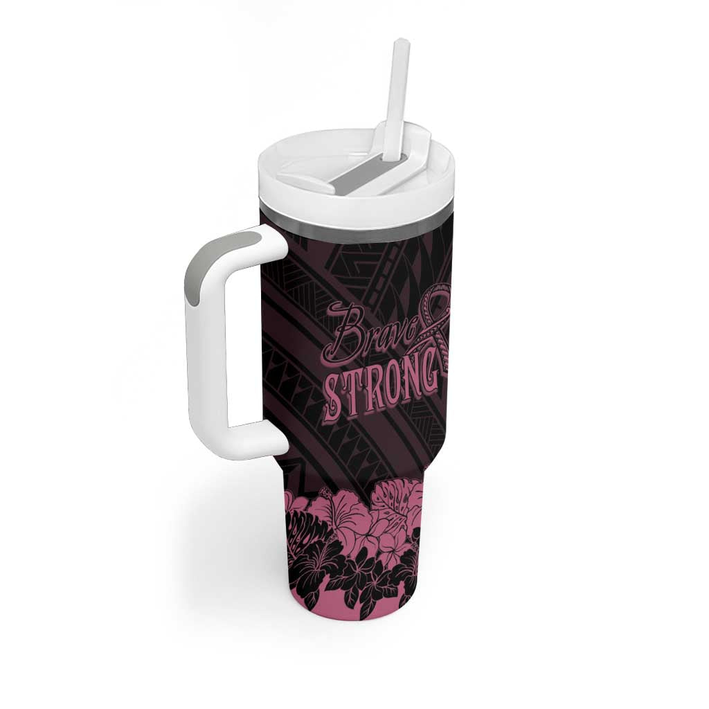 Polynesian Breast Cancer Awareness Floral Butterfly Custom Stanley Cup 40 oz 30 oz Tumbler With HandleTVC2301398 - Image 2