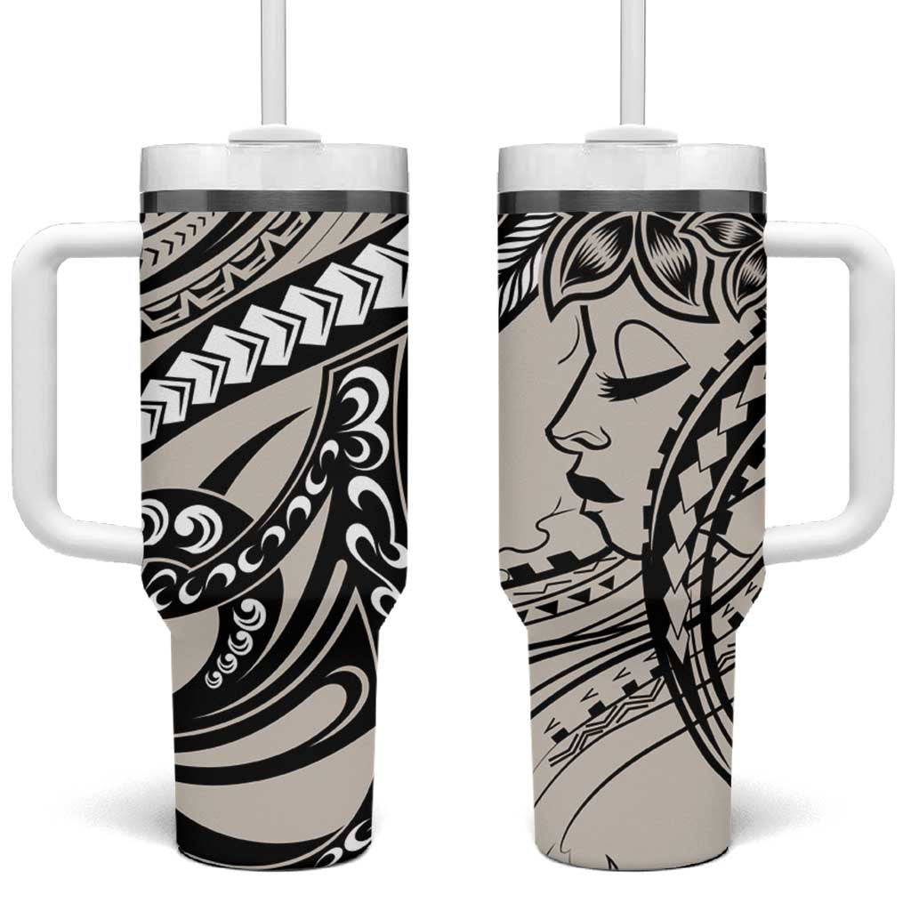 Polynesian Girl Tribal Tattoo Beige Custom Stanley Cup 40 oz 30 oz Tumbler With HandleTVC2301401