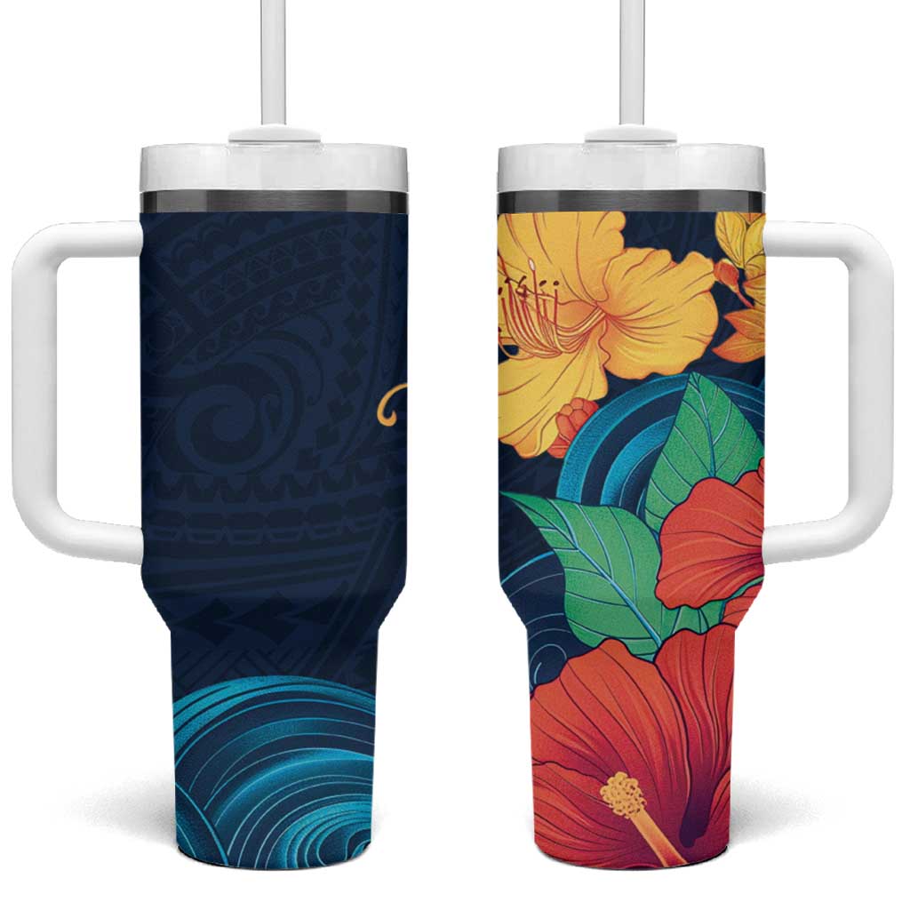 Polynesian Hibiscus Flower Waves Custom Stanley Cup 40 oz 30 oz Tumbler With HandleTVC2301392