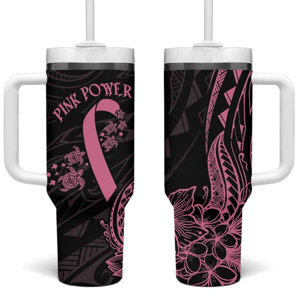 Polynesian Pink Power Breast Cancer Ribbon Turtle and Flowers Custom Stanley Cup 40 oz 30 oz Tumbler With HandleTVC2301368