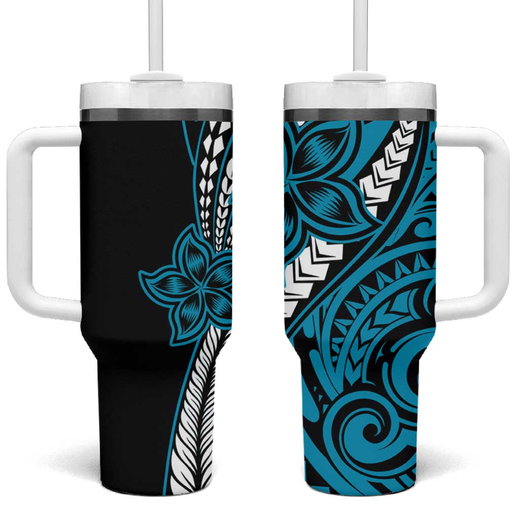 Polynesian Plumeria Floral Tattoo Blue Custom Stanley Cup 40 oz 30 oz Tumbler With HandleTVC2301390