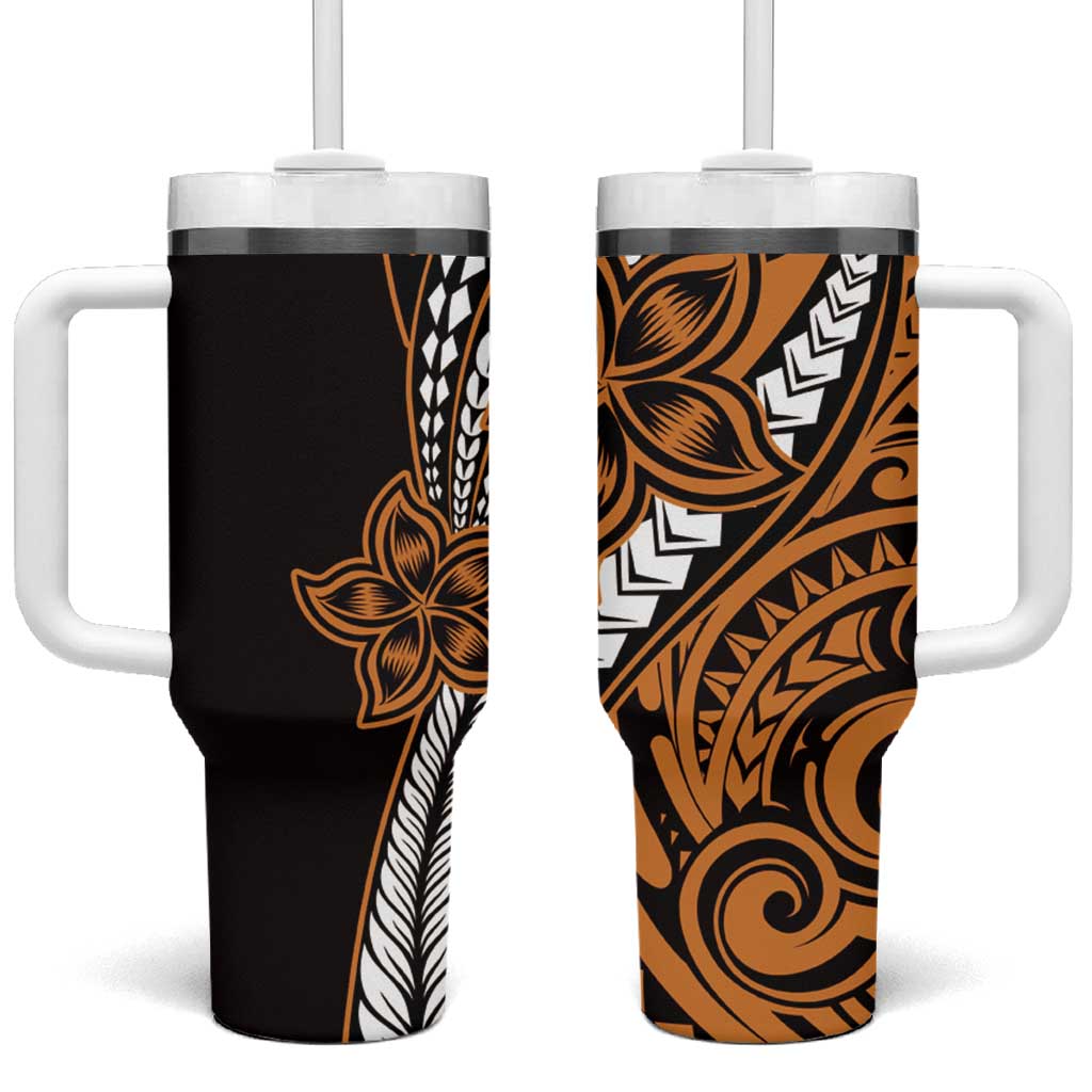 Polynesian Plumeria Floral Tattoo Gold Custom Stanley Cup 40 oz 30 oz Tumbler With HandleTVC2301388