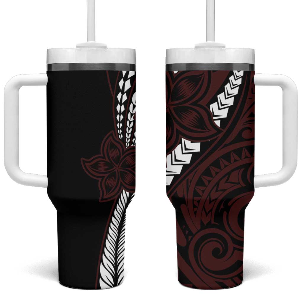 Polynesian Plumeria Floral Tattoo Oxblood Custom Stanley Cup 40 oz 30 oz Tumbler With HandleTVC2301389