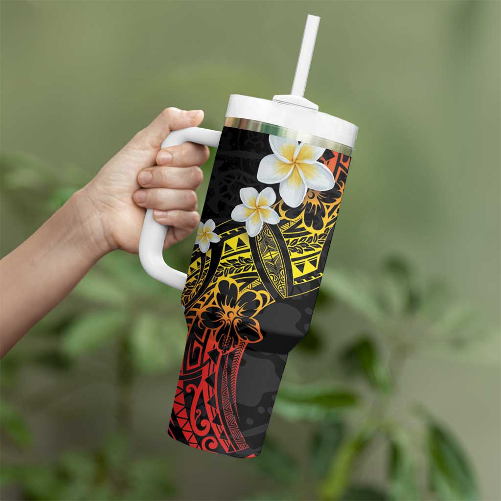 Polynesian Tattoos Frangipani Hibiscus Turtles and Tribal Motifs Vintage Custom Stanley Cup 40 oz 30 oz Tumbler With HandleTVC2301350 - Image 3