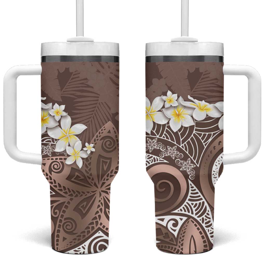 Polynesian Tribal Frangipani Tropical Vibe Custom Stanley Cup 40 oz 30 oz Tumbler With HandleTVC2301250