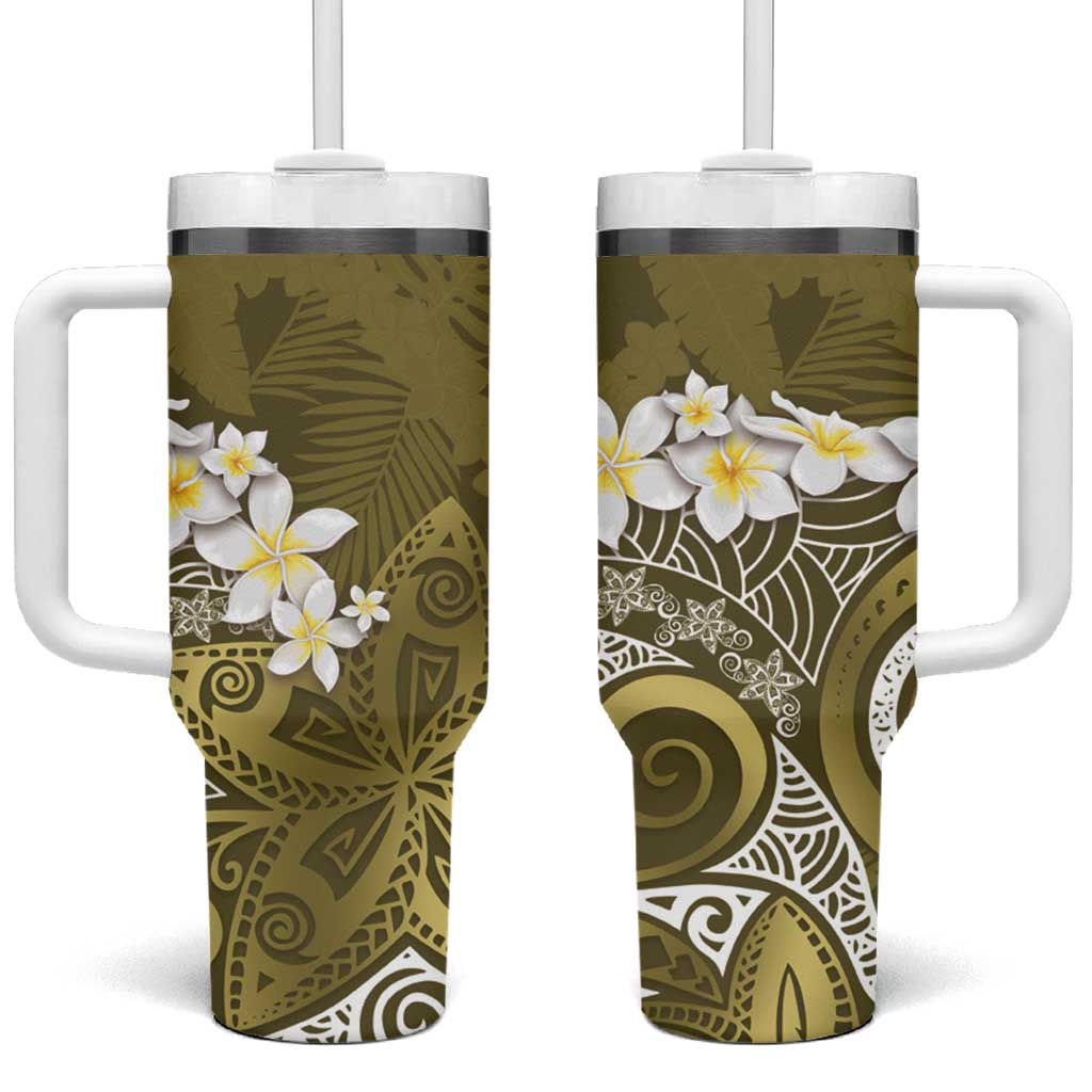 Polynesian Tribal Frangipani Tropical Vibe Custom Stanley Cup 40 oz 30 oz Tumbler With HandleTVC2301251