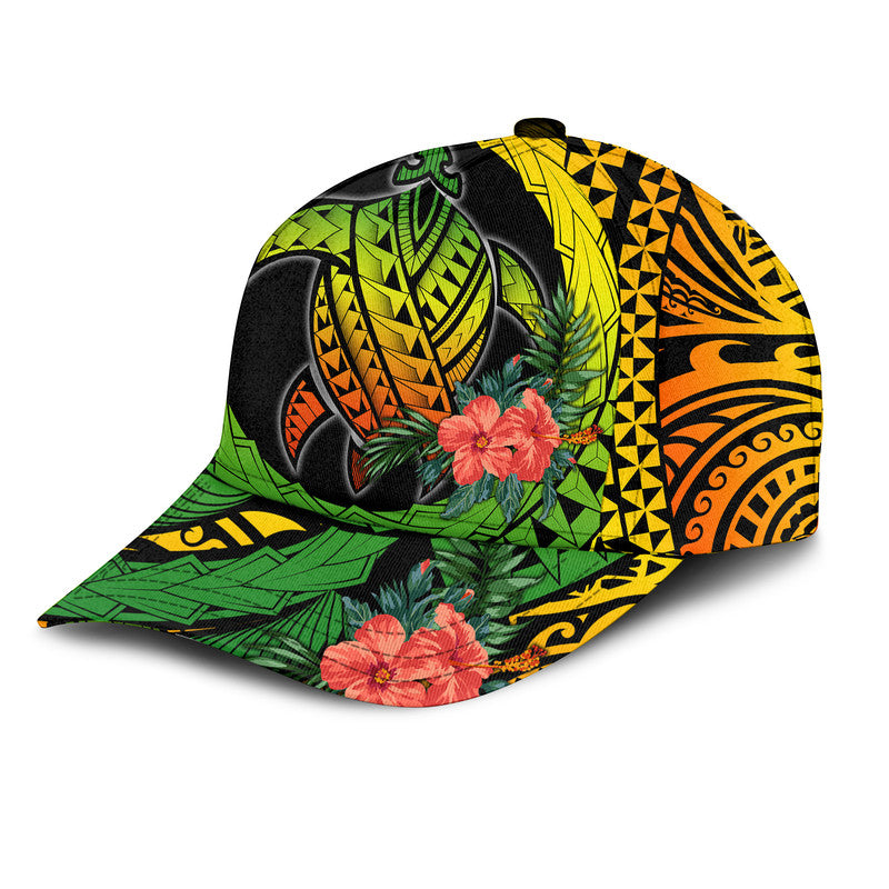 Polynesian Turtle Classic Cap Circle Turtle Hibiscus Reggae LT9 Trucker Hats Custom Hats Gifts For Men & Women