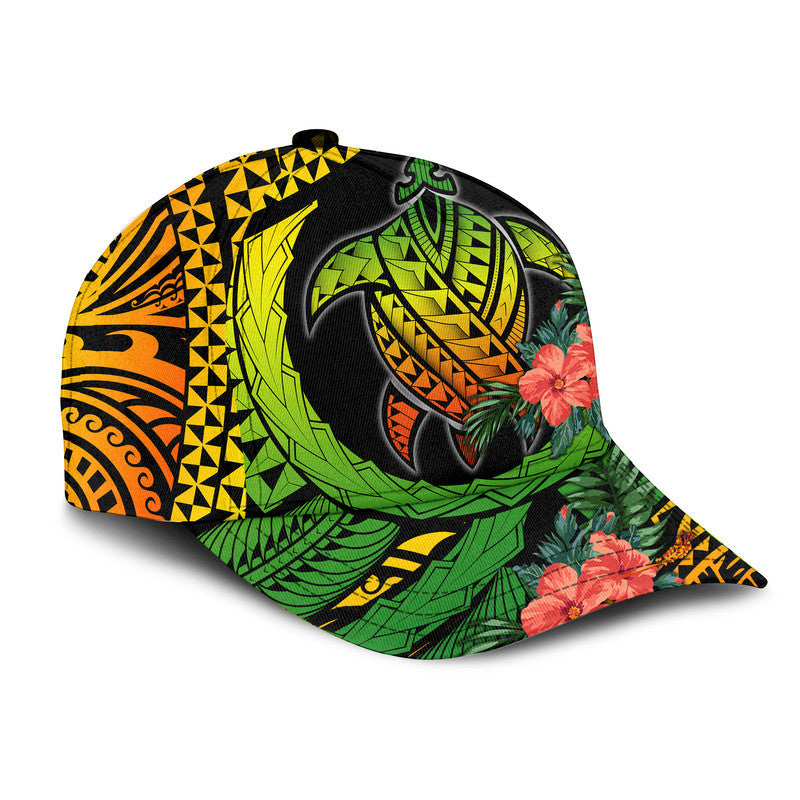 Polynesian Turtle Classic Cap Circle Turtle Hibiscus Reggae LT9 Trucker Hats Custom Hats Gifts For Men & Women