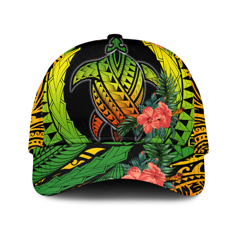 Polynesian Turtle Classic Cap Circle Turtle Hibiscus Reggae LT9 Trucker Hats Custom Hats Gifts For Men & Women