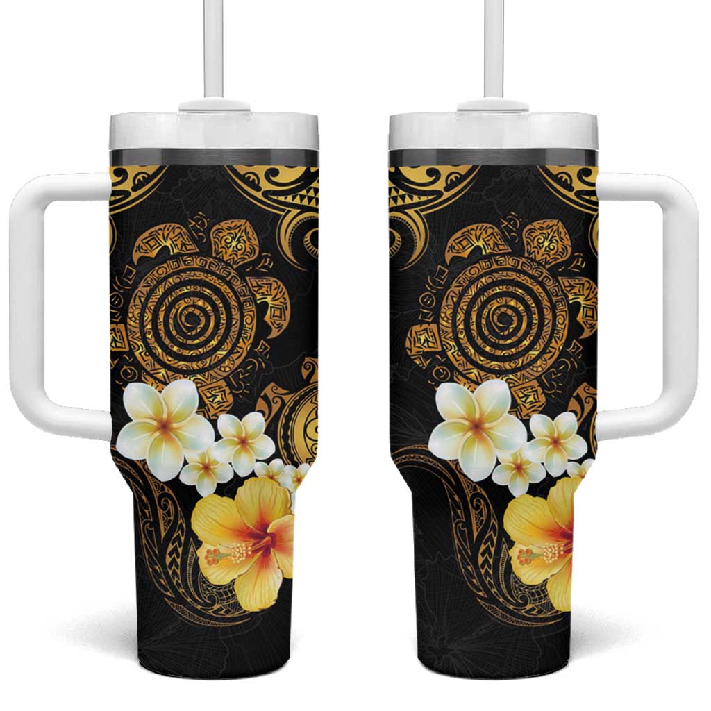 Polynesian Turtle Plumeria Hibiscus Black Color Custom Stanley Cup 40 oz 30 oz Tumbler With HandleTVC2301377