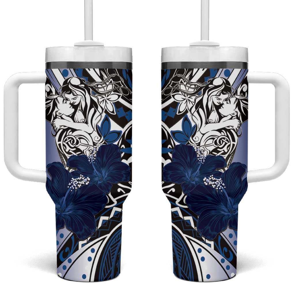 Polynesian Valentine Floral Blue Custom Stanley Cup 40 oz 30 oz Tumbler With HandleTVC2301376
