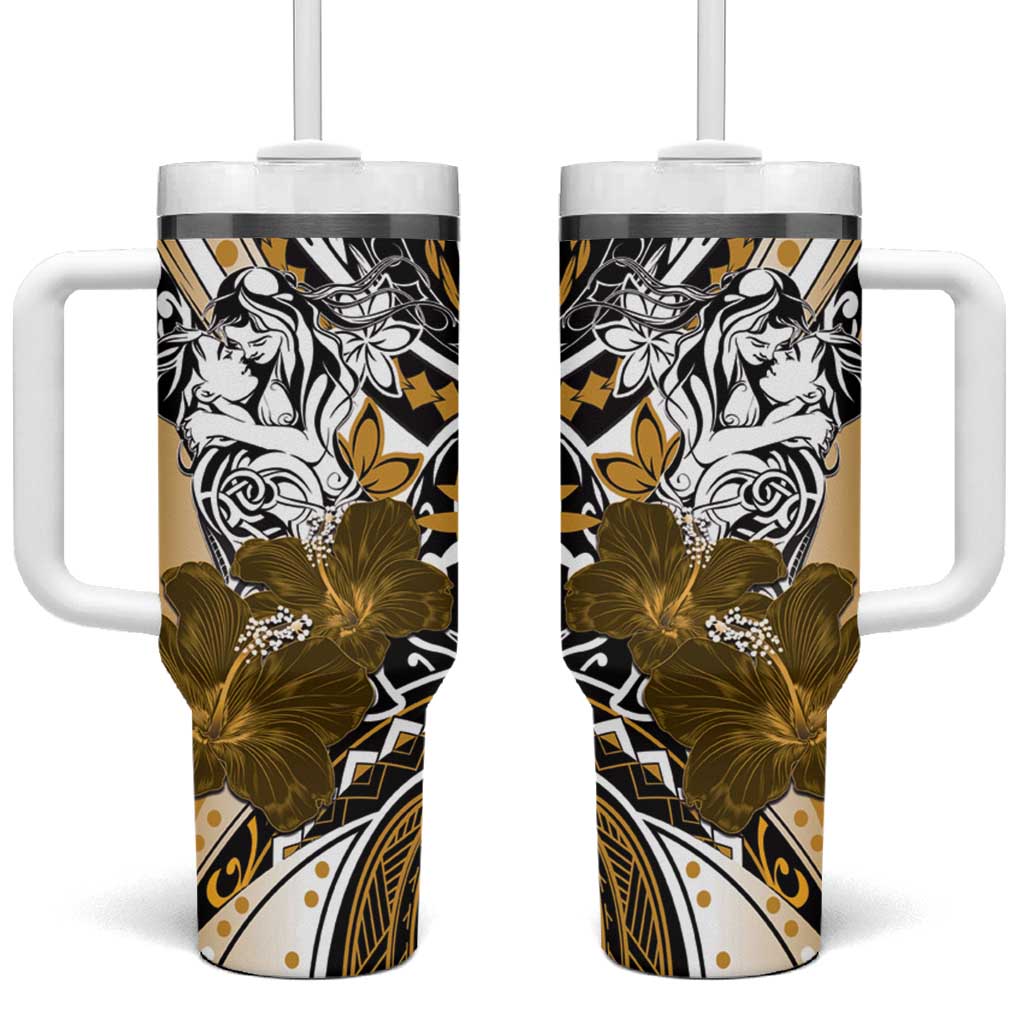 Polynesian Valentine Floral Gold Custom Stanley Cup 40 oz 30 oz Tumbler With HandleTVC2301391