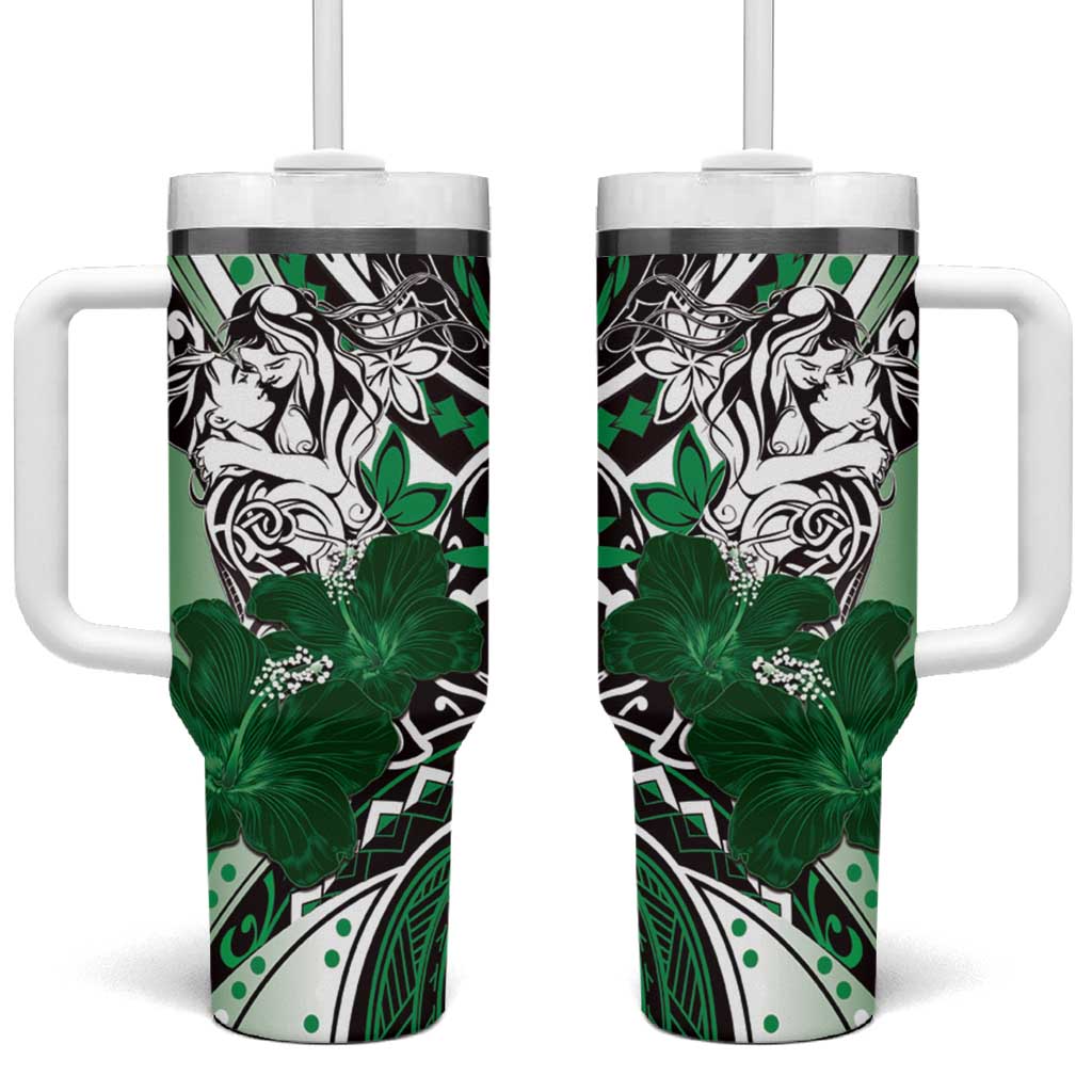 Polynesian Valentine Floral Green Custom Stanley Cup 40 oz 30 oz Tumbler With HandleTVC2301376