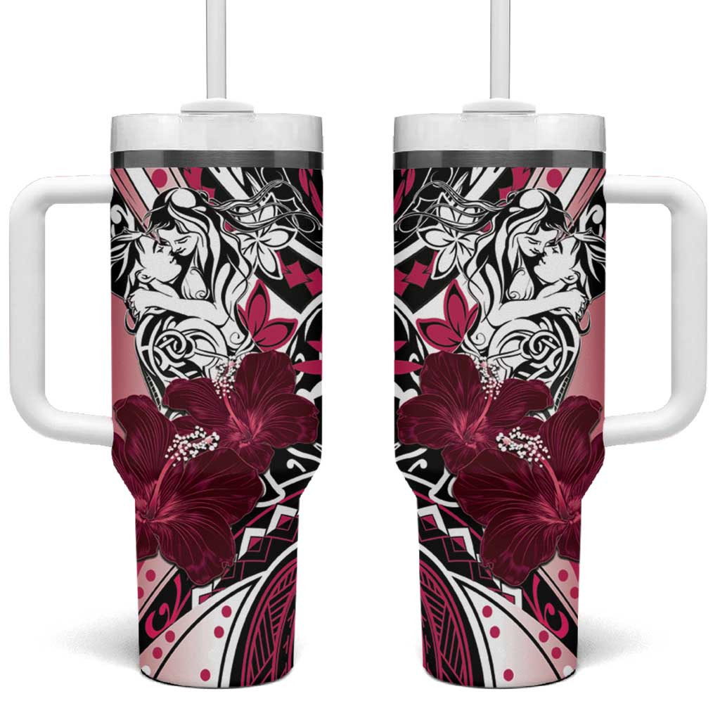 Polynesian Valentine Floral Pink Custom Stanley Cup 40 oz 30 oz Tumbler With HandleTVC2301377