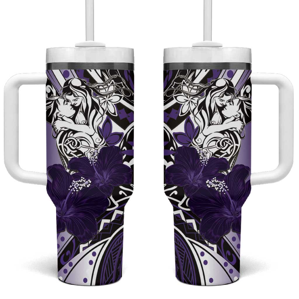 Polynesian Valentine Floral Purple Custom Stanley Cup 40 oz 30 oz Tumbler With HandleTVC2301386