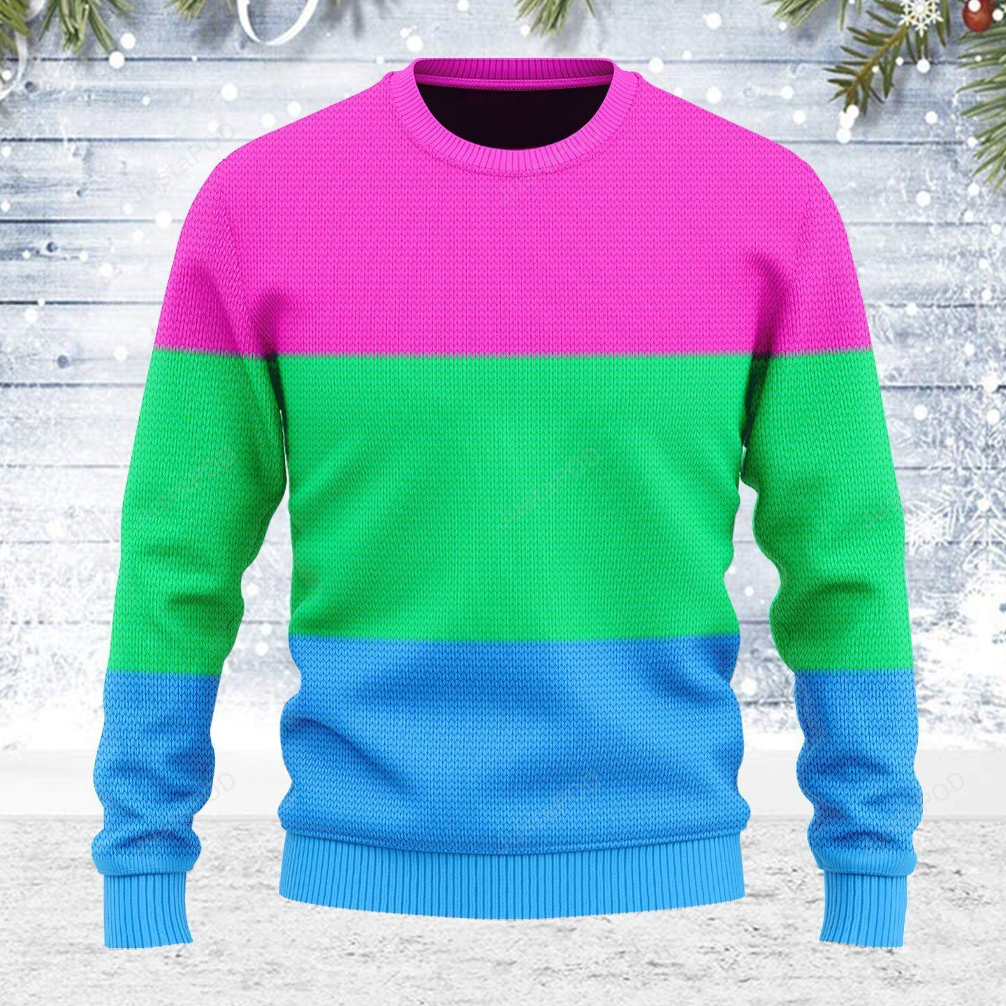 Polysexual Flag Ugly Christmas Sweater Adult 3D Funny Matching for family