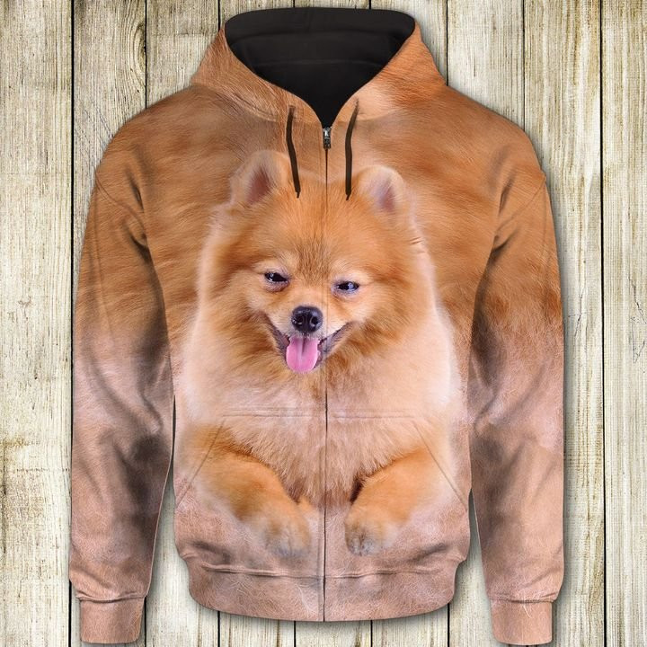 Pomeranian Cute Face 3D All Over Print Hoodie, Zip Hoodie