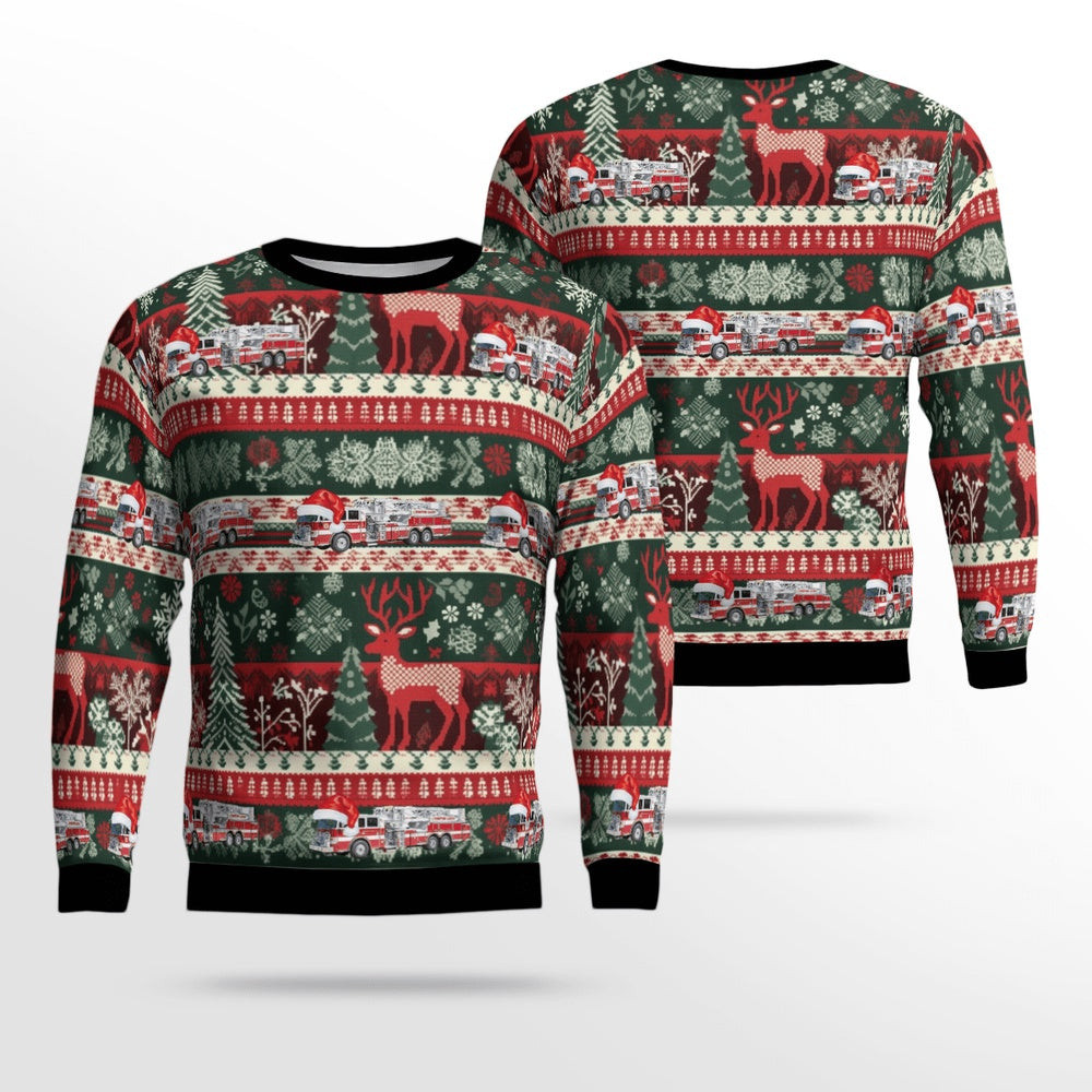 Pompton Lakes New Jersey Pompton Lakes Fire Department Christmas AOP Ugly Sweater Unisex Christmas Gift