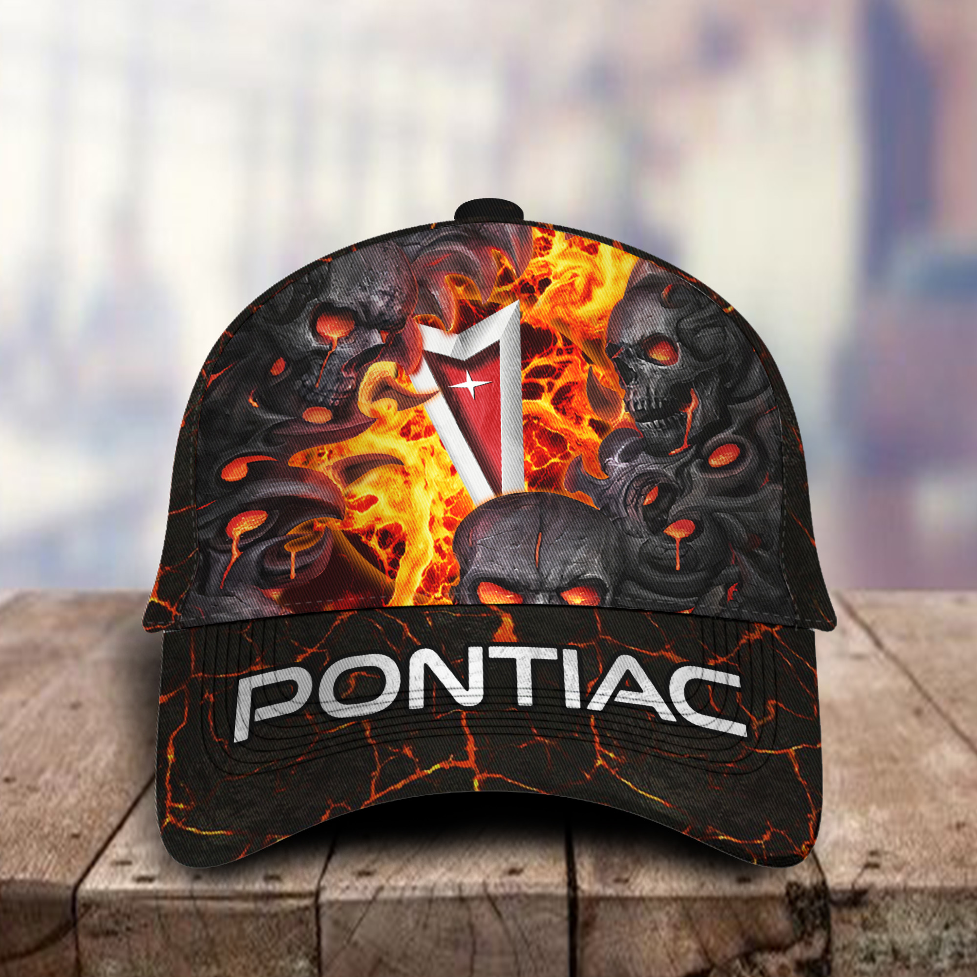 Pontiac 3D Classic Cap Skull Fire Car Motor Brand Hats Trucker Hats Custom Hats Gifts For Men & Women