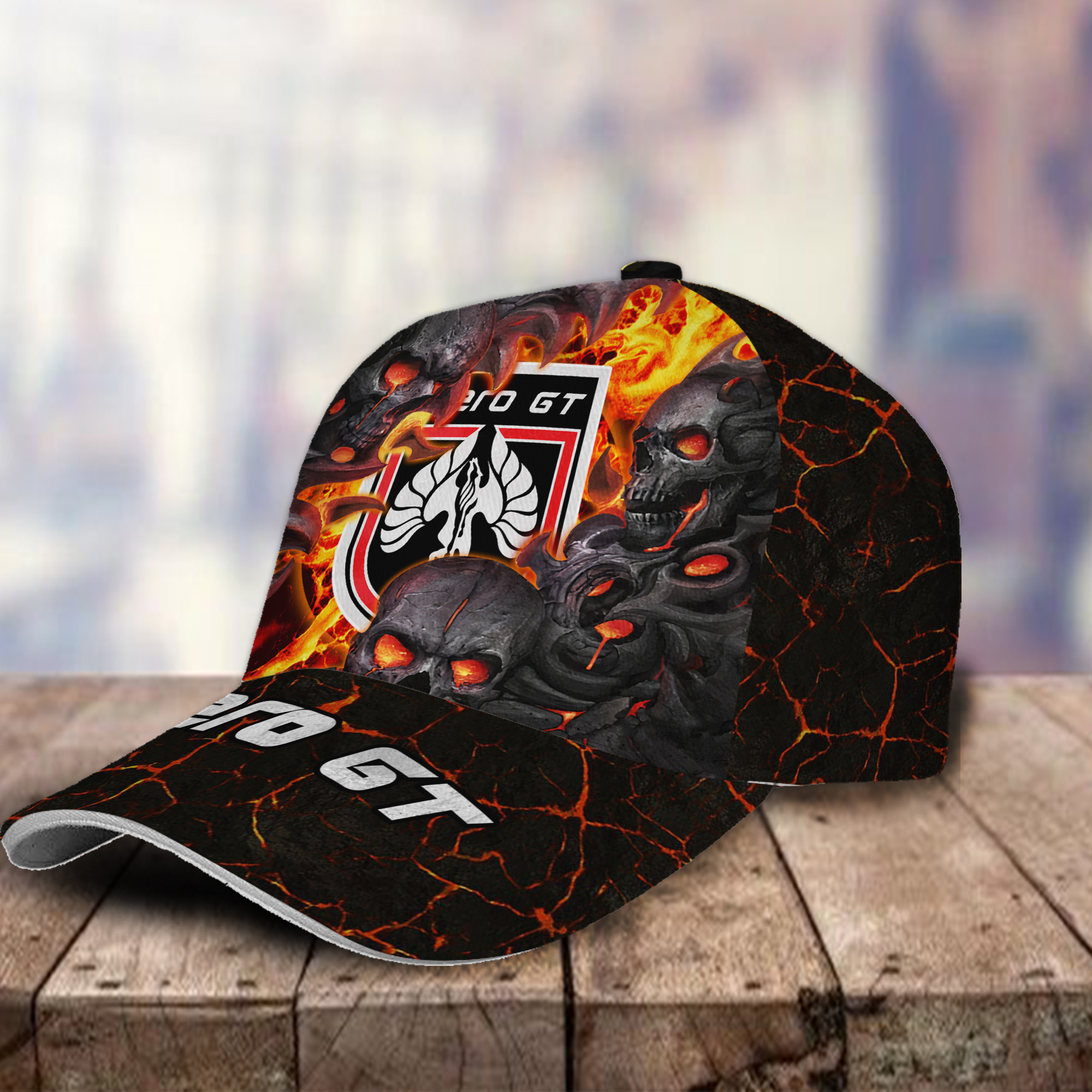 Pontiac Fiero 3D Classic Cap Skull Fire Car Motor Brand Hats Trucker Hats Custom Hats Gifts For Men & Women