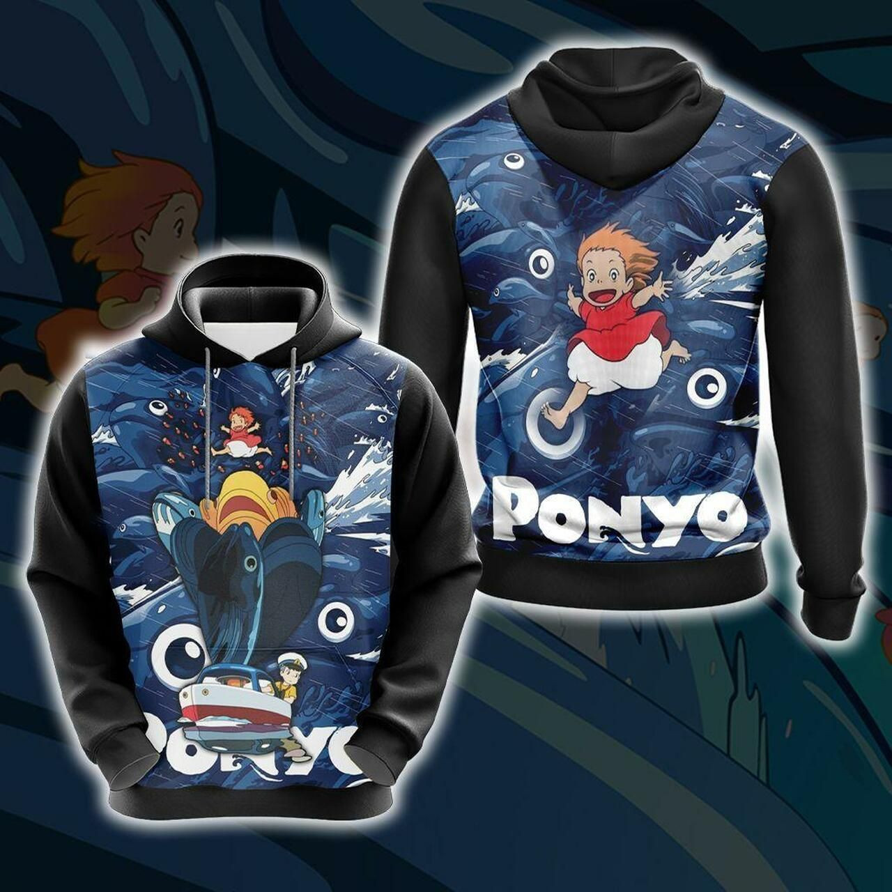 Ponyo New Look Unisex 3D All Over Print Hoodie, Zip Hoodie