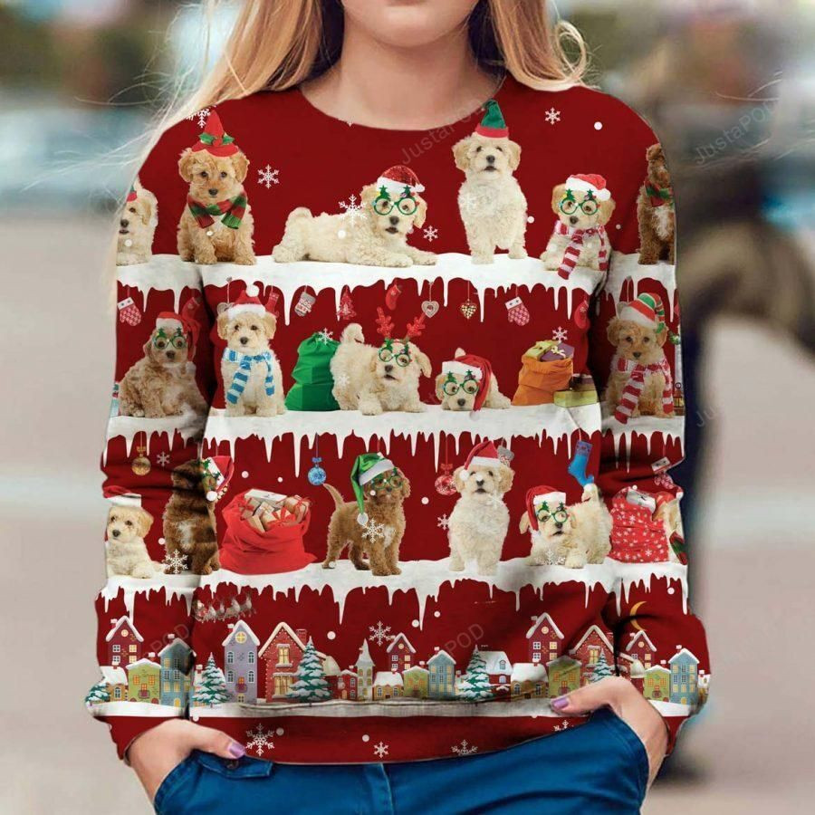 Poochon Ugly Christmas Sweater Adult 3D Funny Matching for family