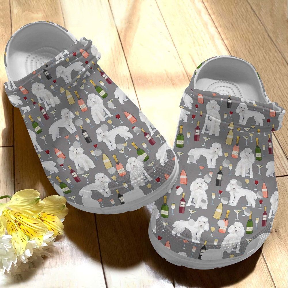 Poodle And Wine 6 Gift For Lover Rubber clog Shoes Comfy Footwear