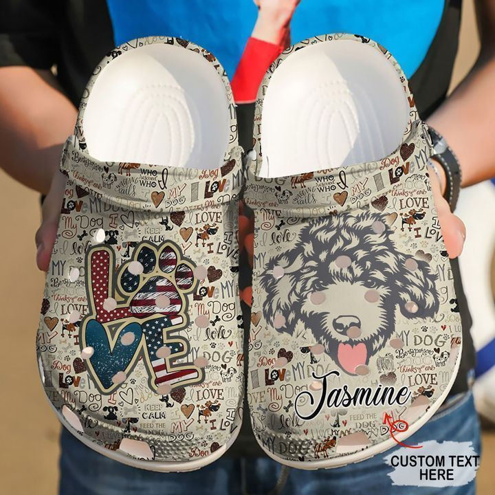 Poodle Personalized Love Vintage Clog Shoes