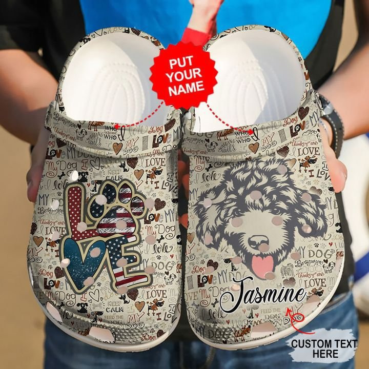 Poodle Personalized Love Vintage clog Shoes Dog