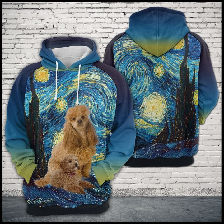 Poodle Starry Night 3D All Over Print Hoodie, Zip Hoodie