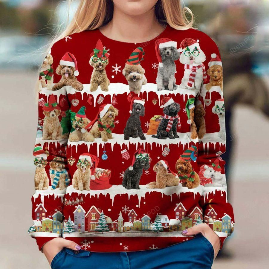 Poodle Ugly Christmas Sweater Adult 3D Funny Matching for family
