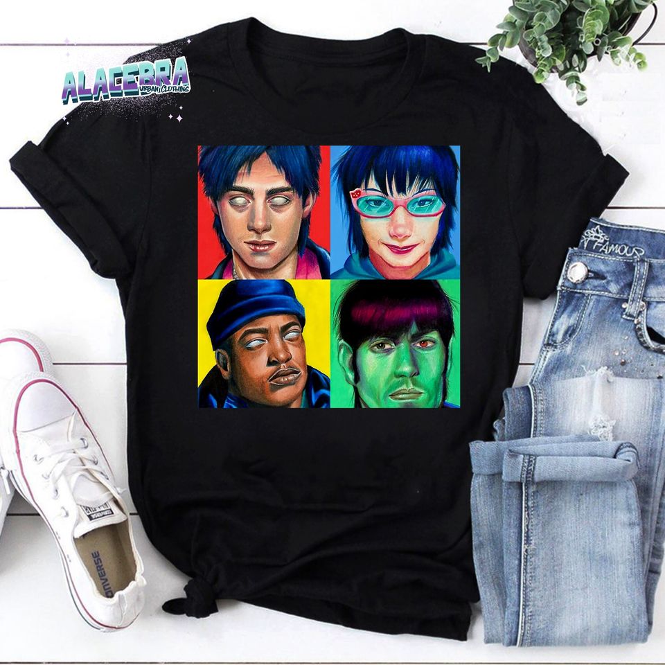 Popart Members Gorillaz Band Unisex Vintage T-Shirt