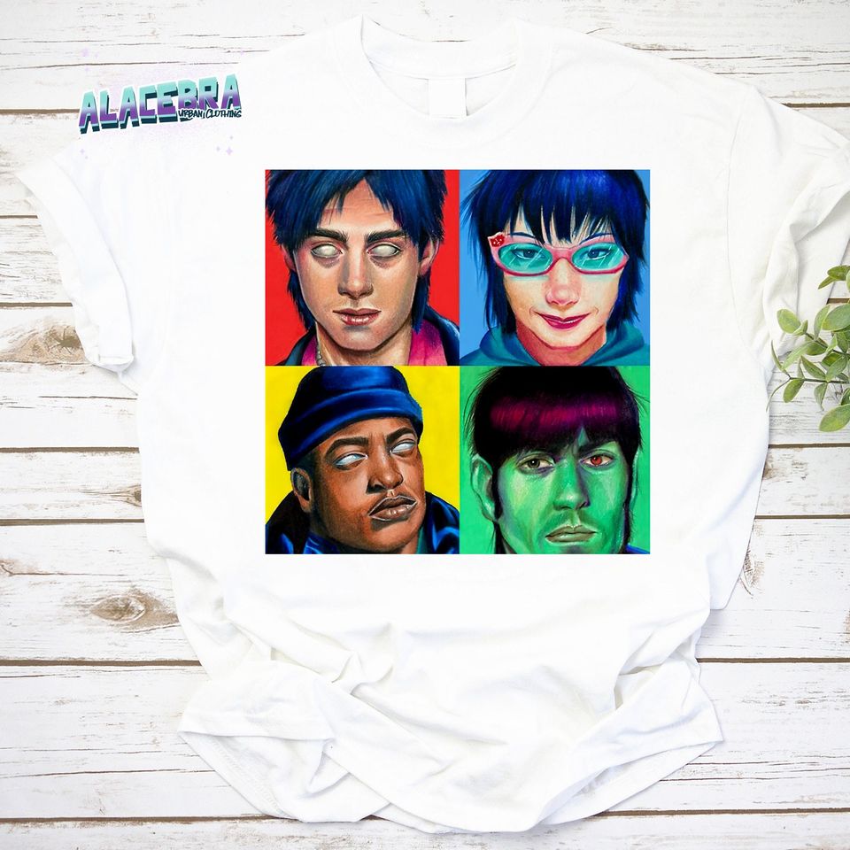Popart Members Gorillaz Band Unisex Vintage T-Shirt - Image 2