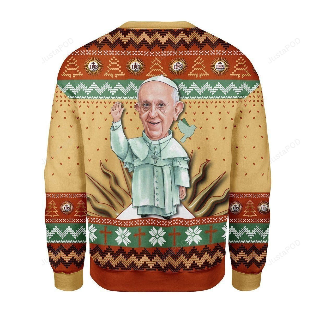 Pope Francis Ugly Christmas Sweater Adult 3D Funny Matching for family