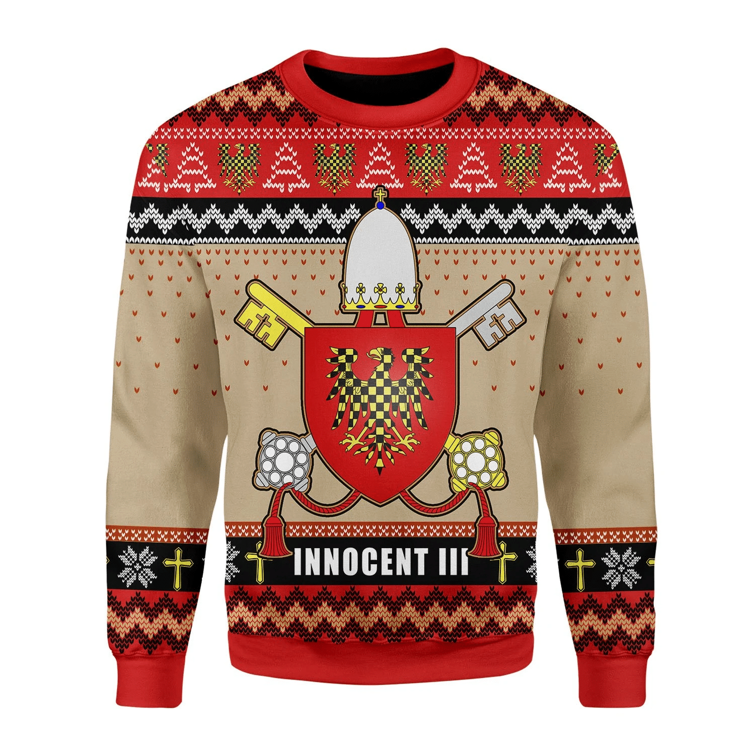 Pope Innocent Iii Coat Of Arms Ugly Christmas Sweater Adult 3D Funny Matching for family - Image 2