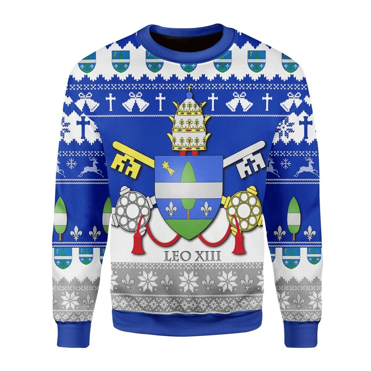 Pope Leo Xiii Coat Of Arms Ugly Christmas Sweater Adult 3D Funny Matching for family - Image 2